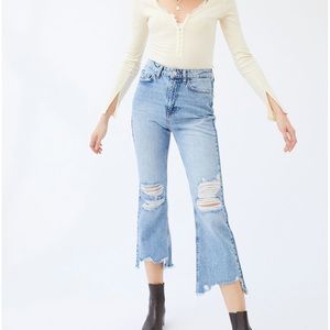 BDG High Rise Cropped Ankle Kick Flare Jean Distressed Medium Wash 26